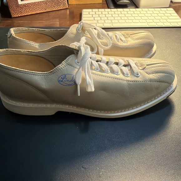 Vintage Linds Bowling Shoes Mens size 7.5D Made in USA Left Hand Taupe main image 8